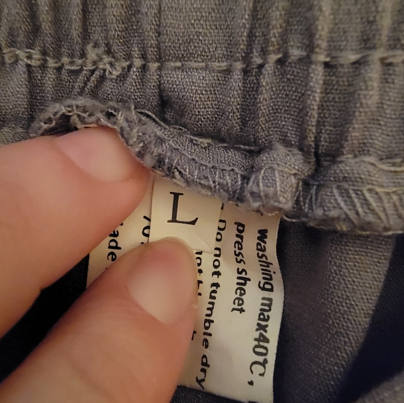 Women's Cotton Linen Pants Loose Elastic Waist Beach Trousers Size Large Gray - Picture 4 of 4